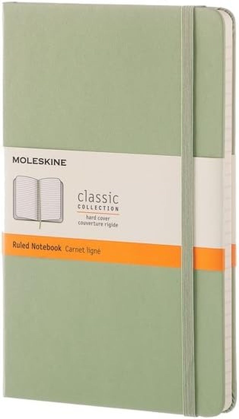 Classic Notebook, Hard Cover, Large (5&#x22; X 8.25&#x22;) Ruled/Lined, Willow Green, 240 Pages