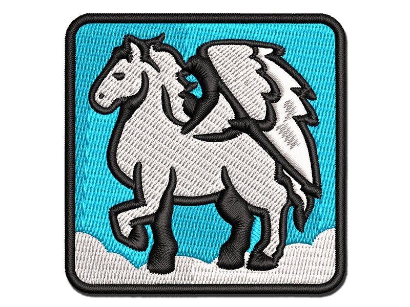 Mythical Winged Horse Pegasus Multi-Color Embroidered Iron-On or Hook & Loop Patch Applique