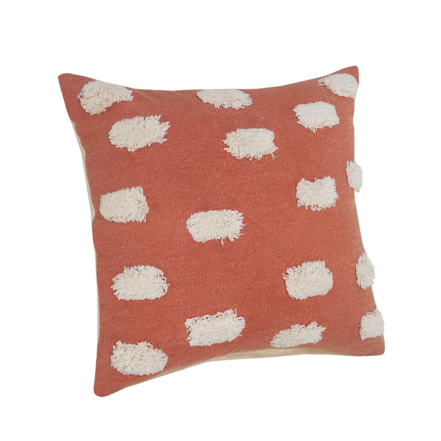 Edge Collections - 20-inch h x 20-inch w x 4-inch d - Orange - Charming Polka Dot Throw Pillows with Pompoms - 2 Pieces