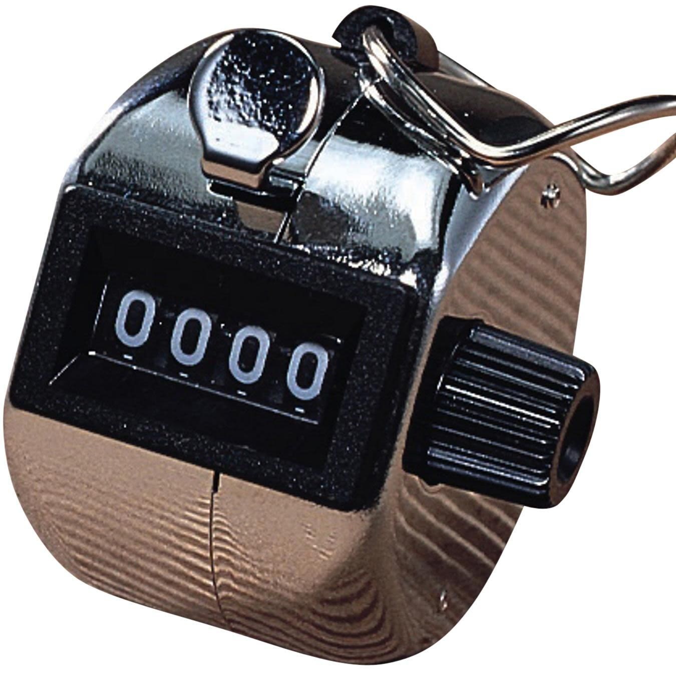 S&#x26;S Worldwide Mechanical Metal Tally Counter. Click the Button to Count Up to 9,999. Rotate Knob to Reset to Zero. Finger Ring Makes it Easy to Hold. Great for counting laps, gate attendance, more.