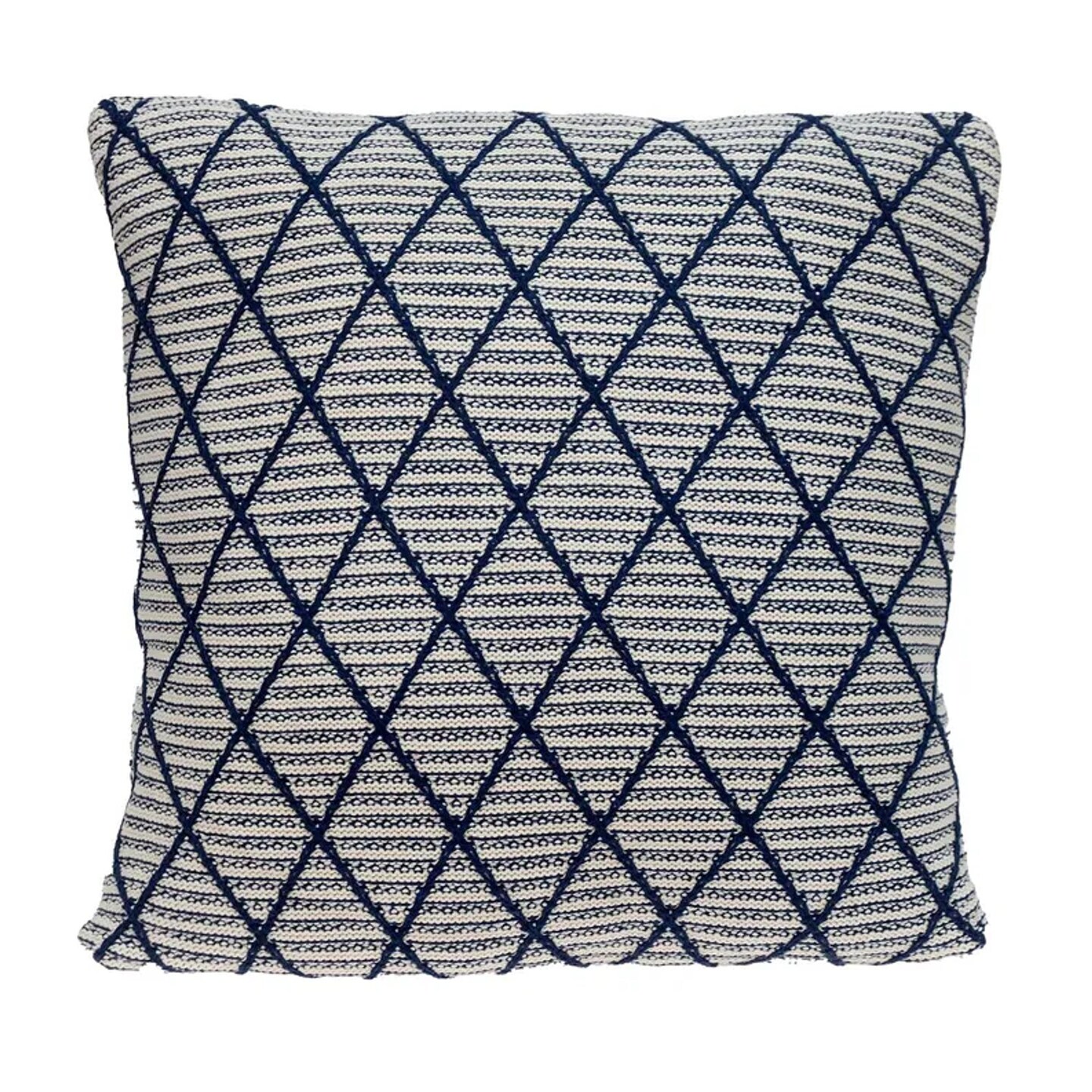 Edge Collections - 20 x 20 x 4 - Off White/Beige - Decorative Argyle Throw Pillow - 1 Piece