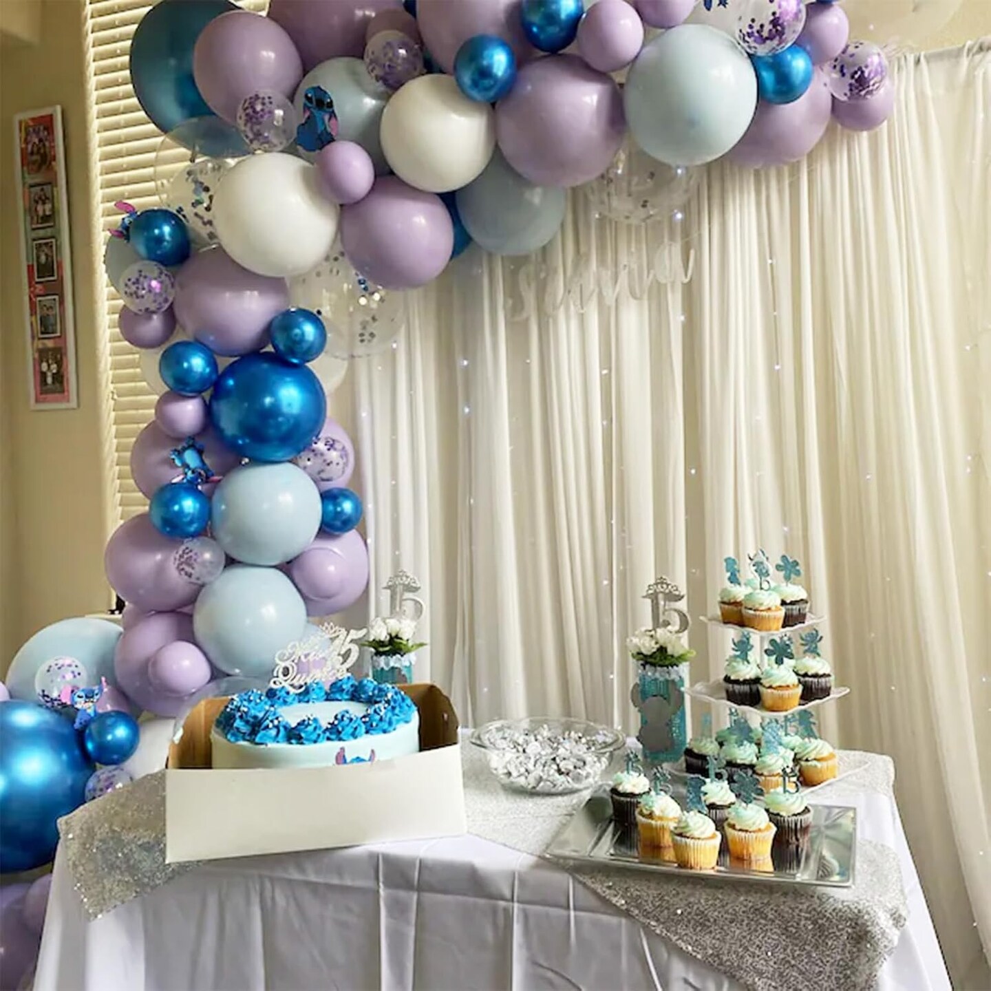 60Pcs Frozen Balloons, Dusty Light Blue Purple Metallic Dark Blue with Snowflake Clear Silver Confetti Latex Balloon for Girls Winter Wonderland Birthday Baby Shower Christmas Frozen Party Decorations