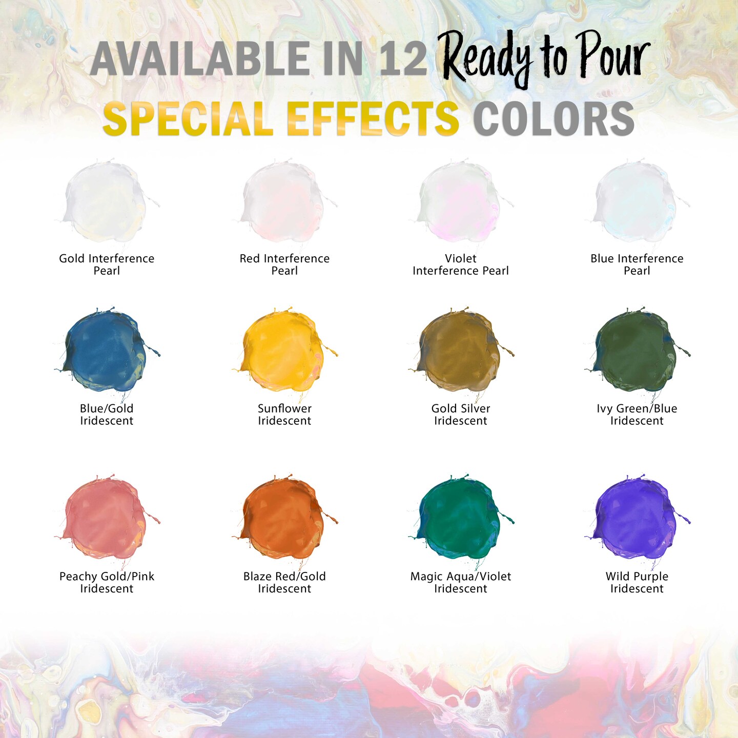 Gold/Silver Iridescent Special Effects Pouring Paint - 8 Ounce Bottle - Acrylic Ready to Pour Pre-Mixed Water Based for Canvas and More