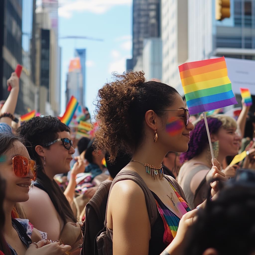 Progress Rainbow Pride Flags, 50 Pack Small Mini Hand Held Stick Flags, Ideal for LGBT Parades, Pride Month, Office & Home Decor, Multicolor, 11.8 inches x 8.2 inches