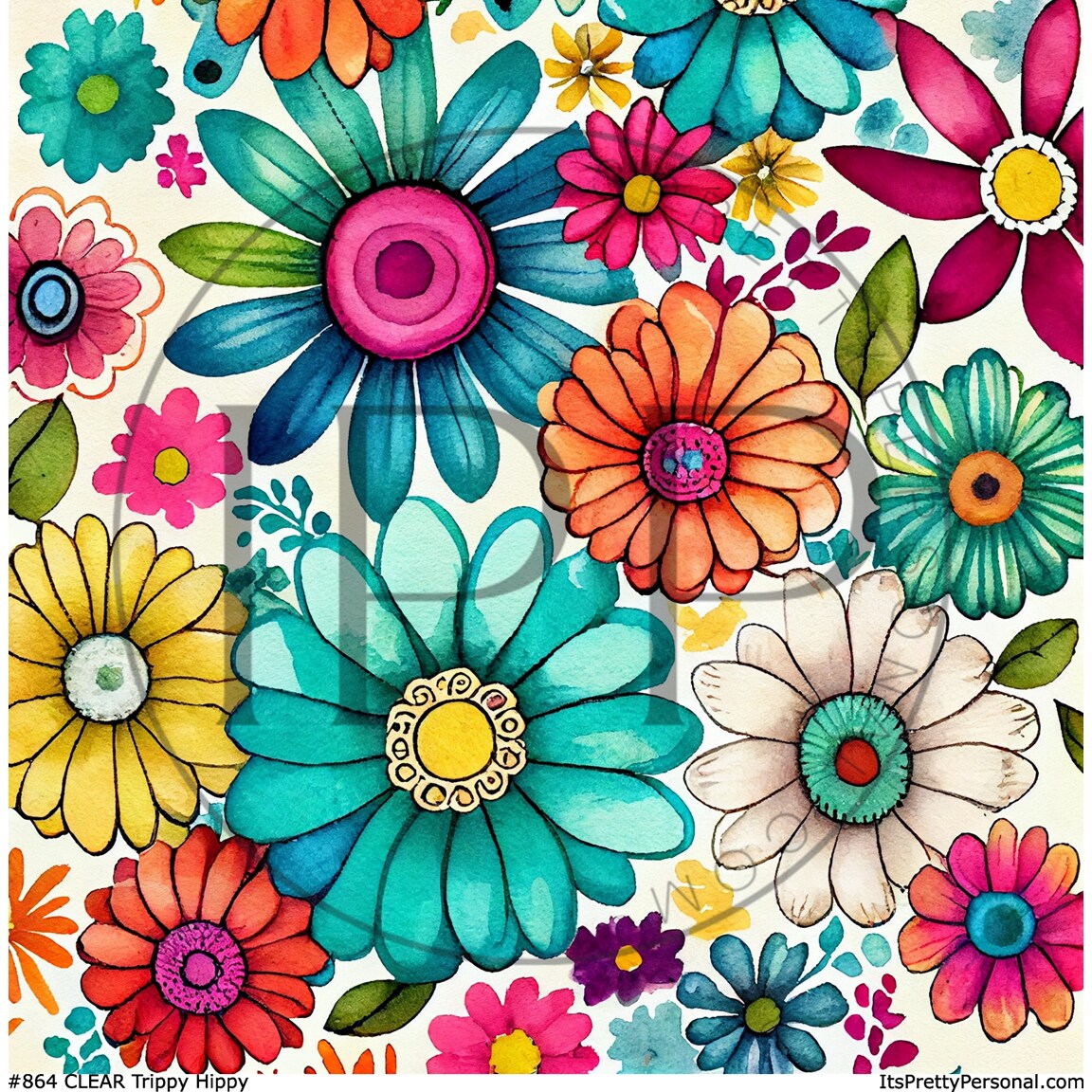 #864 CLEAR-Trippy Hippy- 12x12 Pattern Vinyl