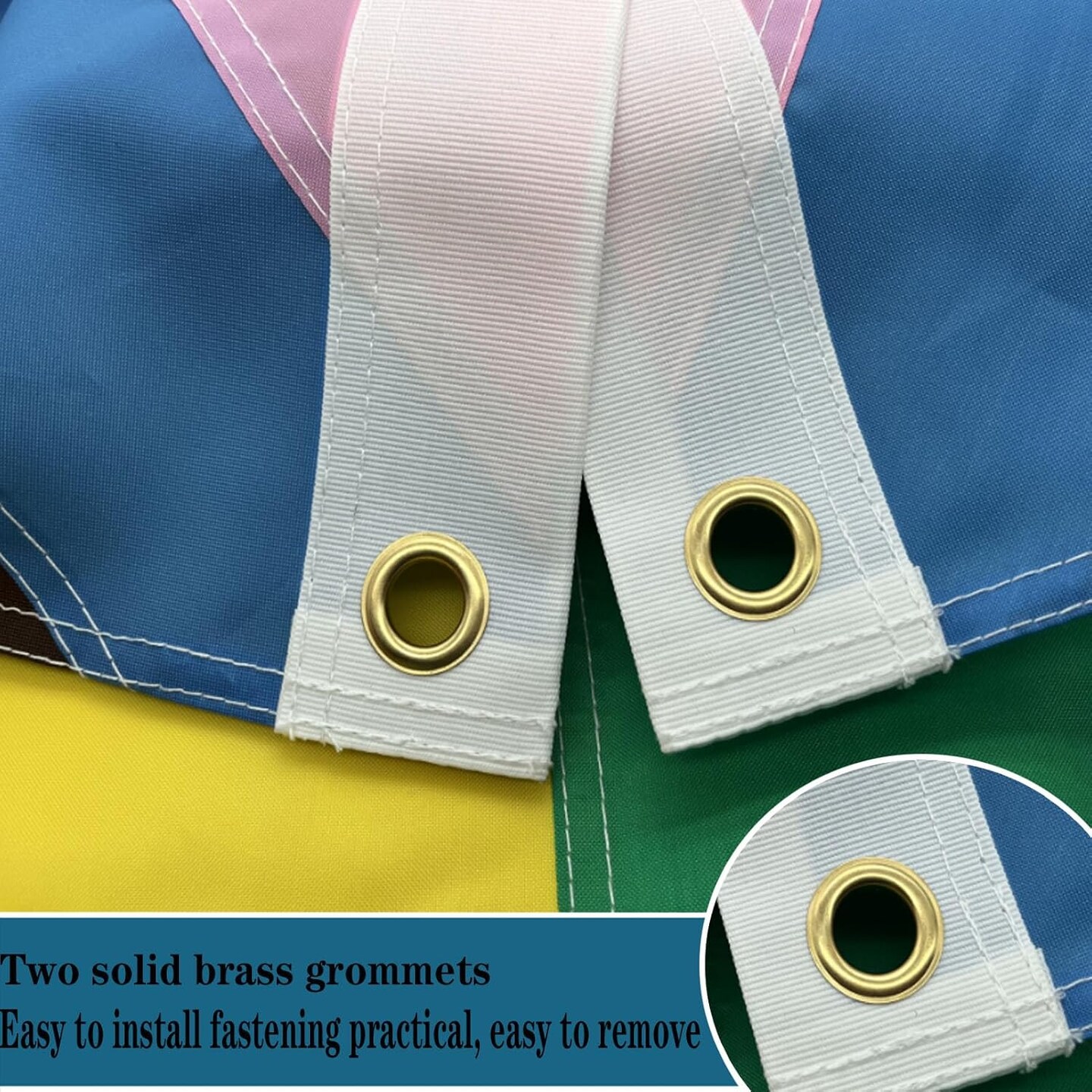 Progress Pride Flags 3x5 Outdoor Sewn Stripes Rainbow Flag Banner Heavy Duty Inclusive Progress Pride Rainbow Flags for Outside with 2 Brass Grommets UV protection Fade Resistant