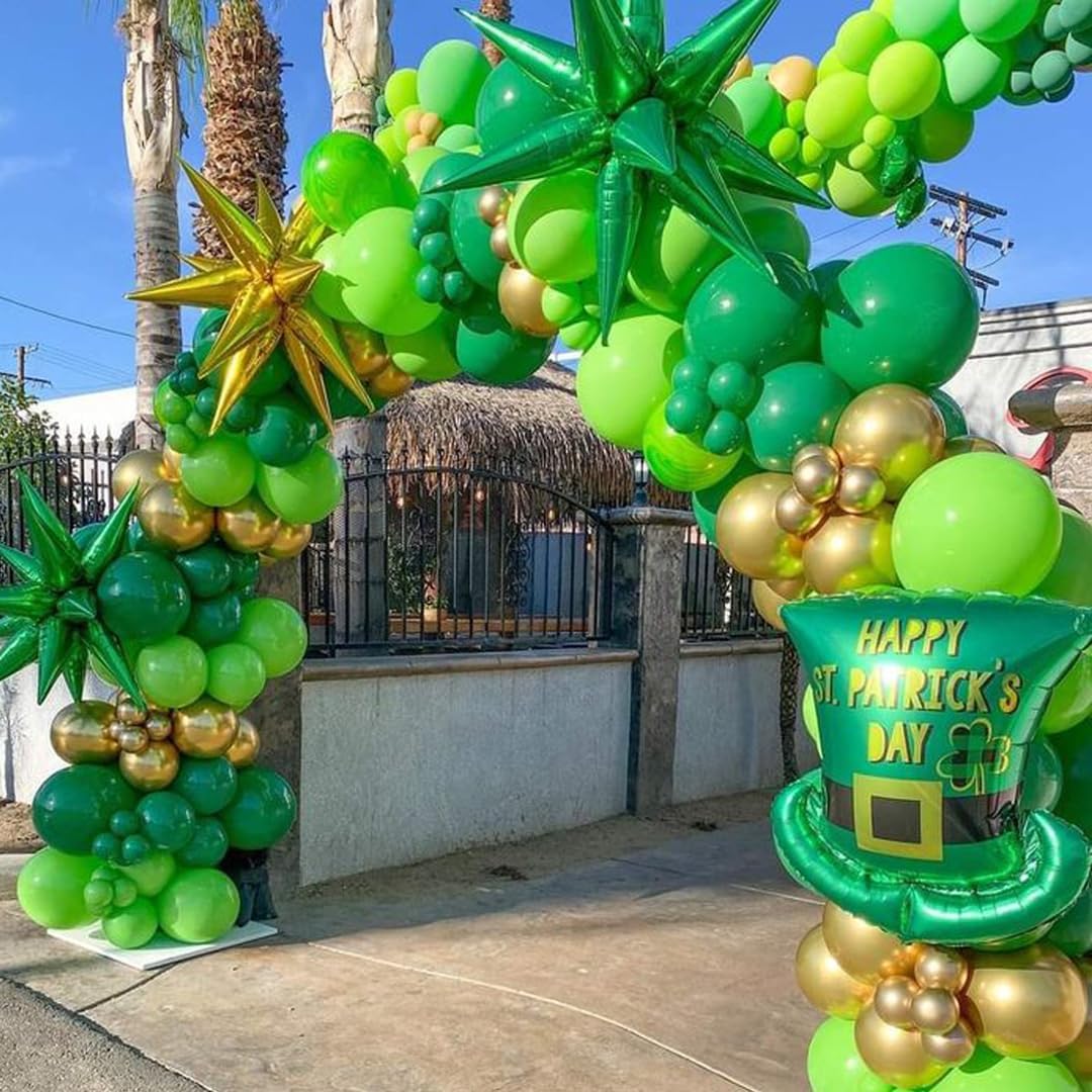 Green and Gold Balloons, 50 Pcs 12 Inch Dark Green Emerald Green Balloon Green Gold Latex Balloons for St Patrick&#x27;s Day Birthday Junle Safari Babay Shower Party Decorations