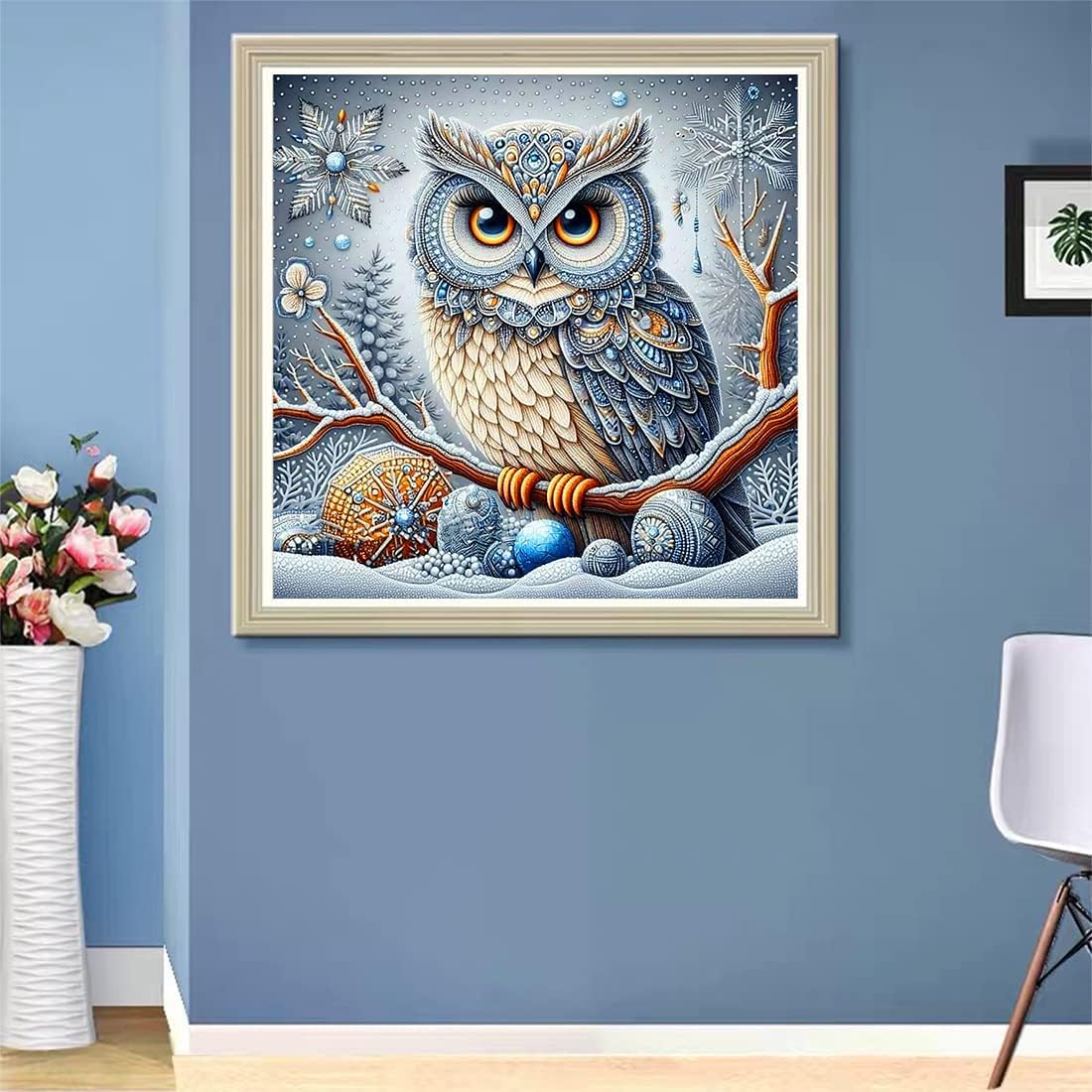 5D Owl Diamond Painting Kit for Adults – Full Drill DIY Rhinestone Art Kit for Beginners – Sparkly Owl Diamond Art for Home Wall Decor – 14x14 Inch Gem Painting Craft Set