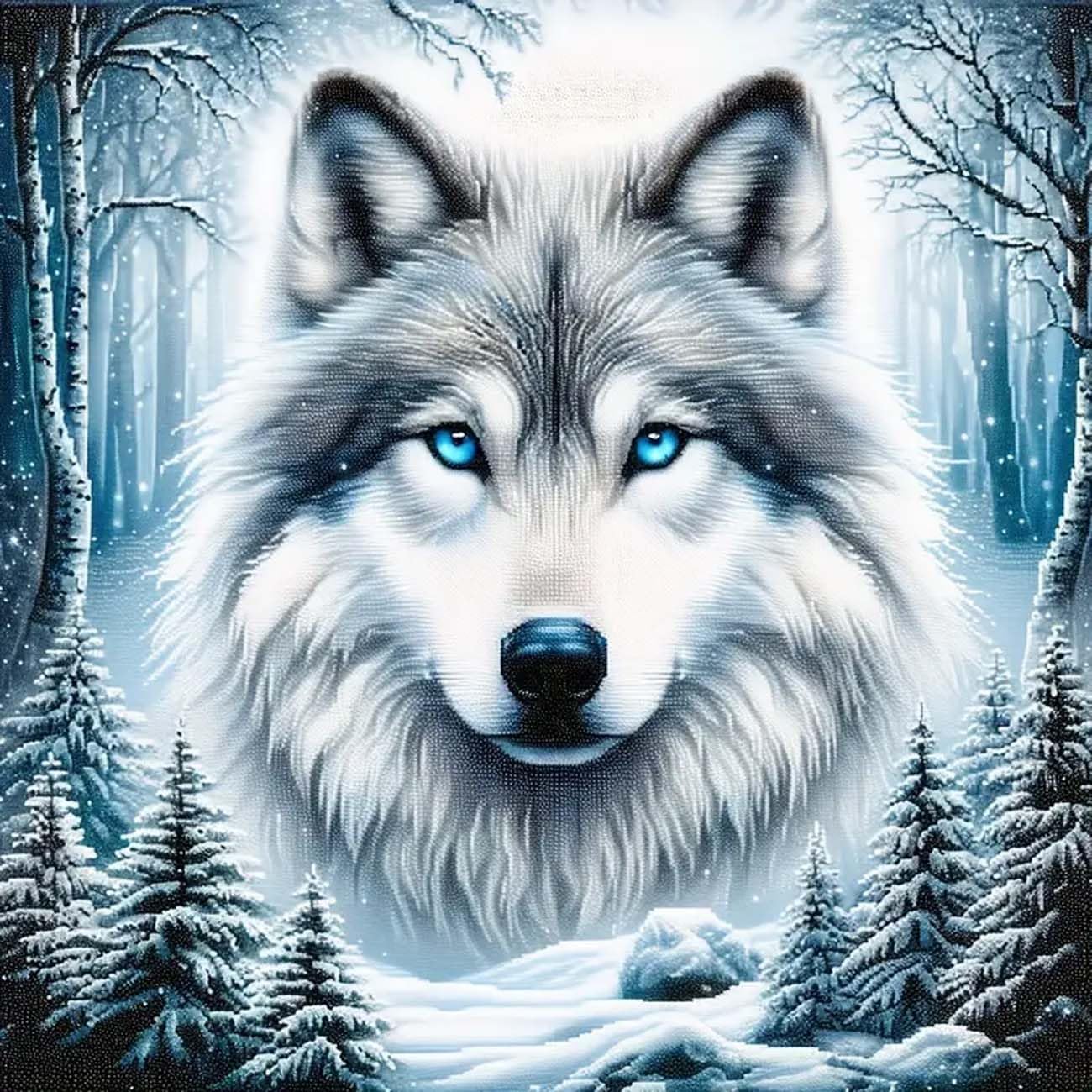 5D Diamond Painting Kit for Adults &#x2013; Cute Animal Wolf Head Full Round Drill Diamond Art &#x2013; DIY Gem Dot Craft for Home Wall Decor &#x26; Holiday Gift &#x2013; 11.8 x 11.8 Inch
