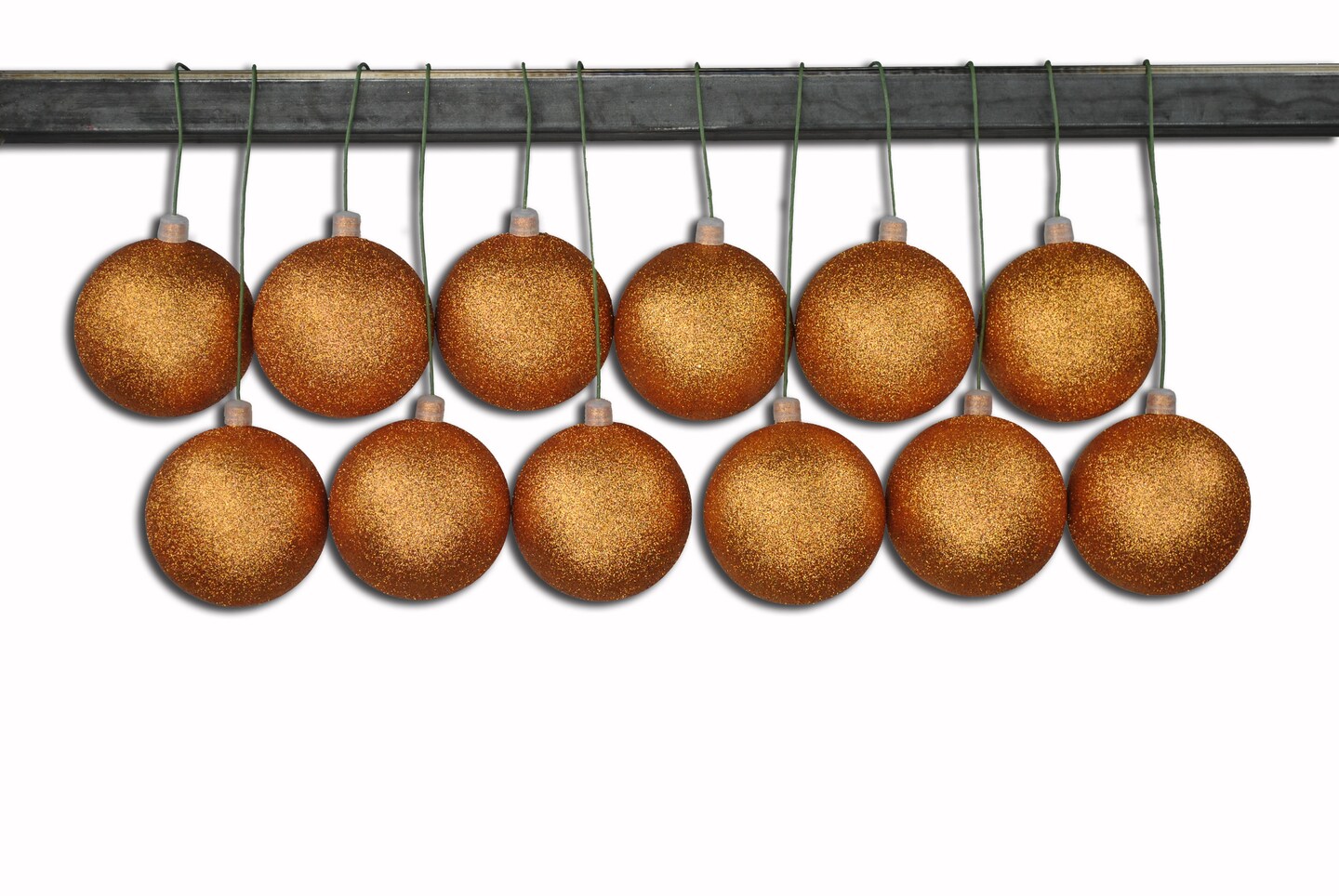 12 Pack 60mm 2.5&#x22; Glitter Copper Ball Ornament with Wire