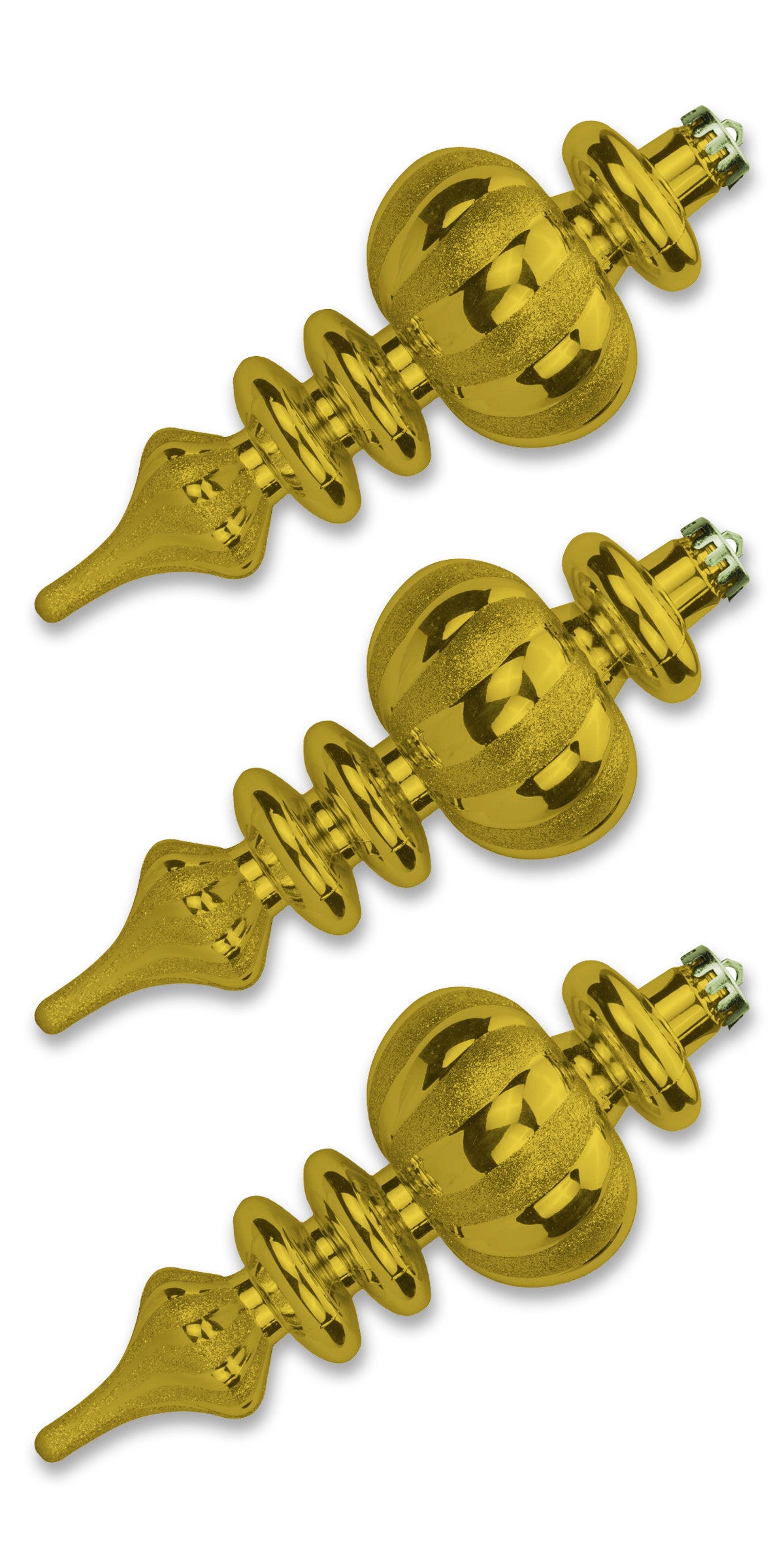 3 Pack 9&#x22; Gold Finial Ornament with Gold Glitter