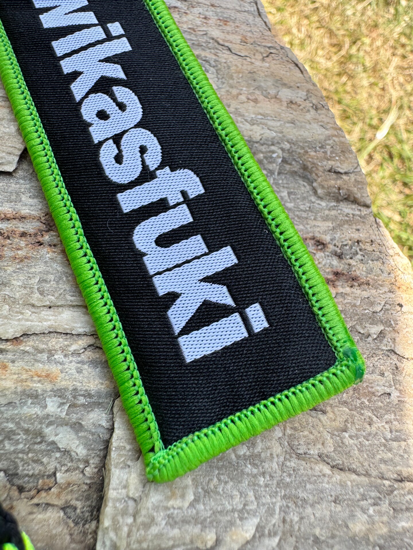 Motorcycle Keychain Lanyard KwikAF Neon Green and Black Biker