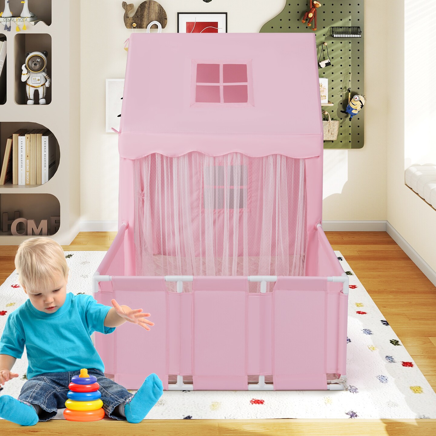Indoor Kids Playhouse Tent with Playpen Area, Ball Pit Compatible