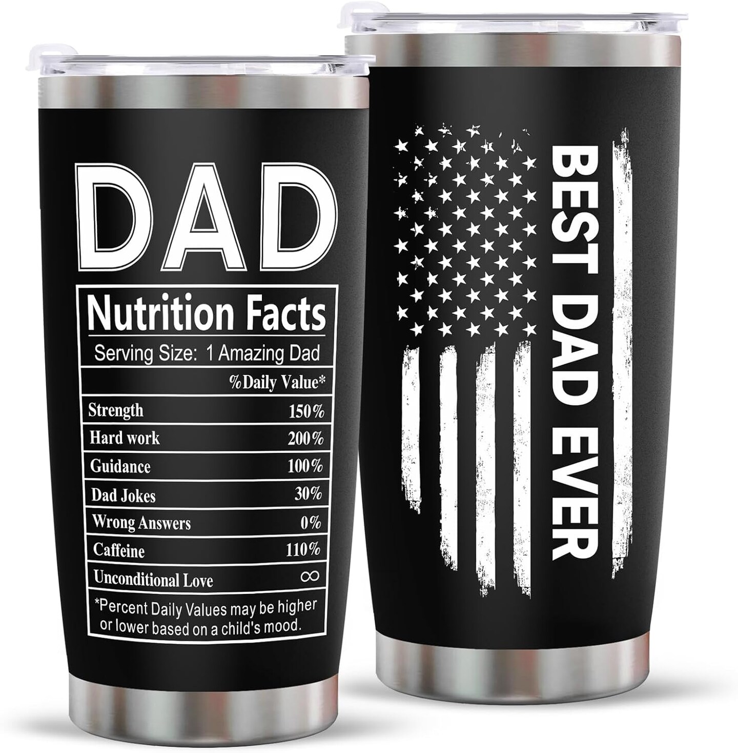 Father’s Day Gifts for Dad – 20oz Stainless Steel Insulated Tumbler with Lid & Straw | Leakproof Travel Coffee Mug for Men, Husband, Stepdad, Grandpa, Uncle | Birthday & Christmas Gift for Him