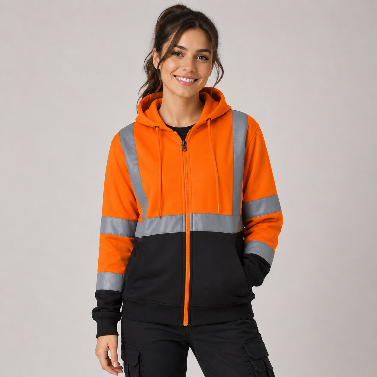 RADYAN® Full-Zip Reflective Fleece Hoodie - Warm & Safe, Color