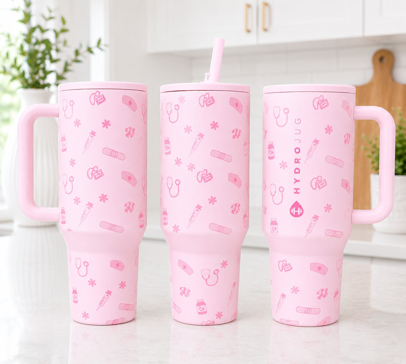 Authentic HydroJug Traveler | Pink Sand Nurse Tumbler | Medical