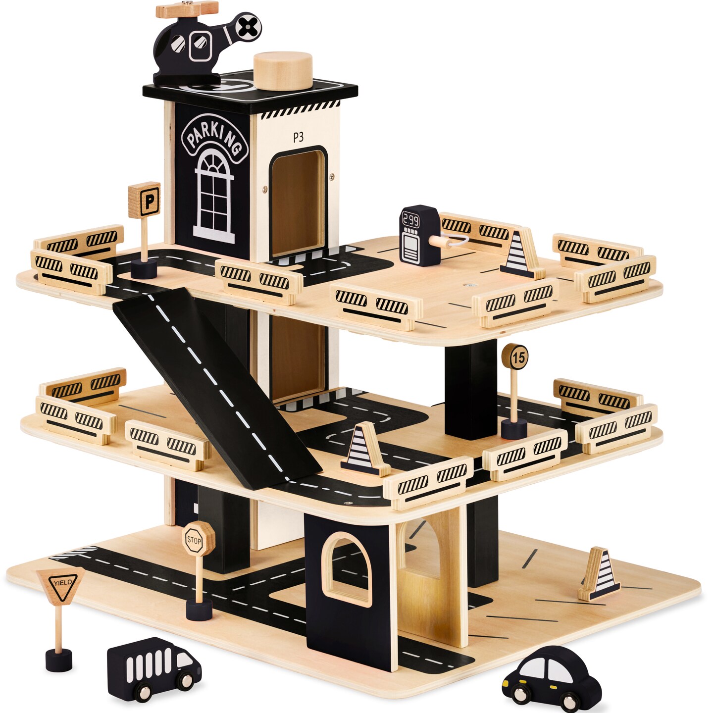 Best Choice Products 3-Story Wooden Parking Garage Playset with