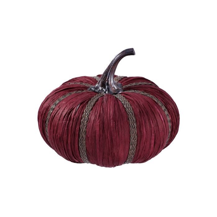 8in Resin Raffia Harvest Pumpkin: Burgundy | Michaels