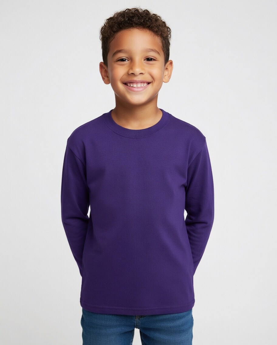 Gildan Heavy Cotton Youth Crew Neck Long Sleeve T-Shirt Kids Basic Tee for Everyday Wear
