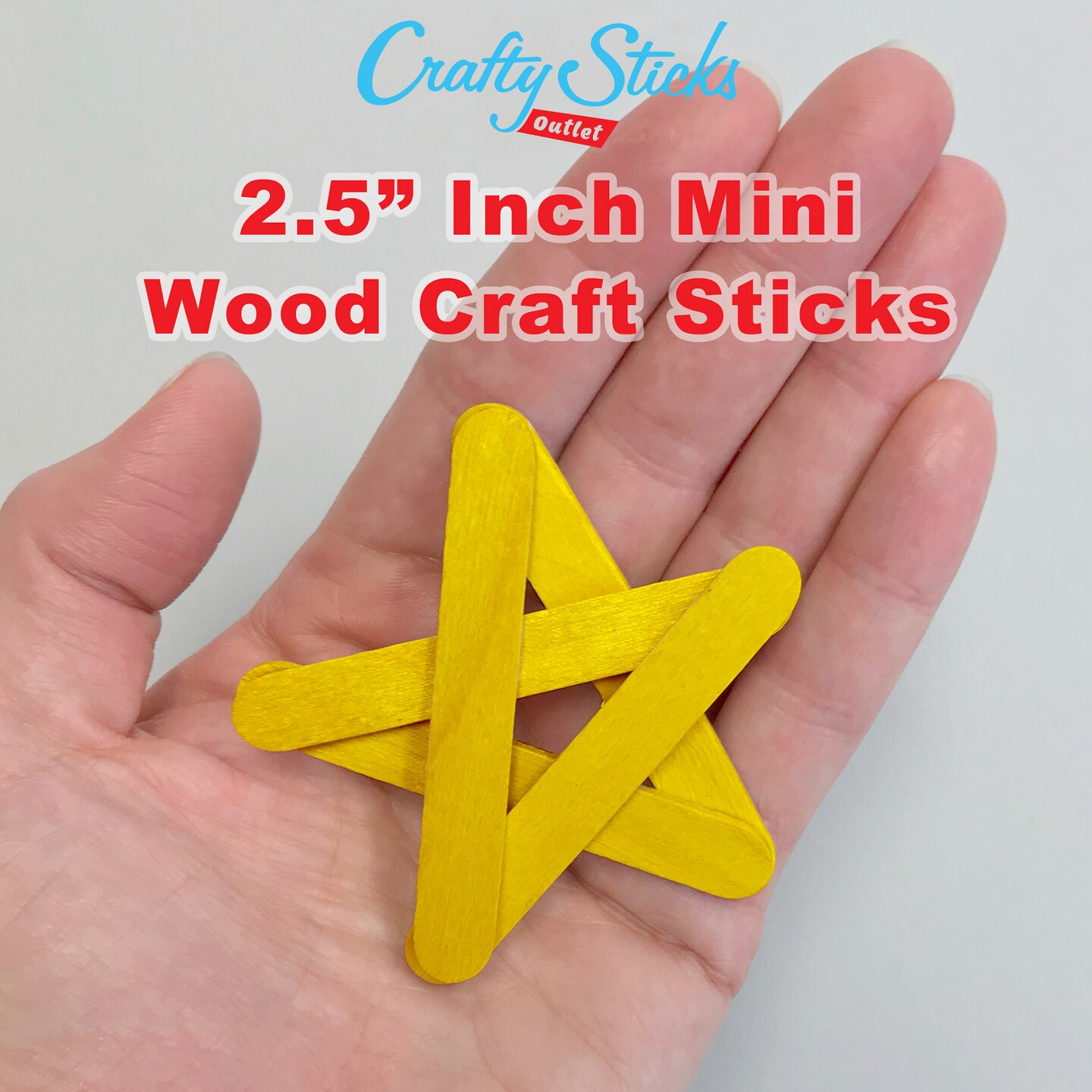 CraftySticks 2.5 Inch Mini Craft Popsicle Sticks, Natural, Multi-Color