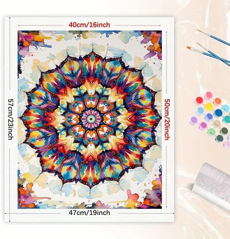 Paint by Numbers Kits for Adults – Colorful Mandala DIY Acrylic Painting Kit on Canvas, Beginner-Friendly Paint by Numbers Art Set for Relaxation & Home Wall Decor, 16x20 Inch