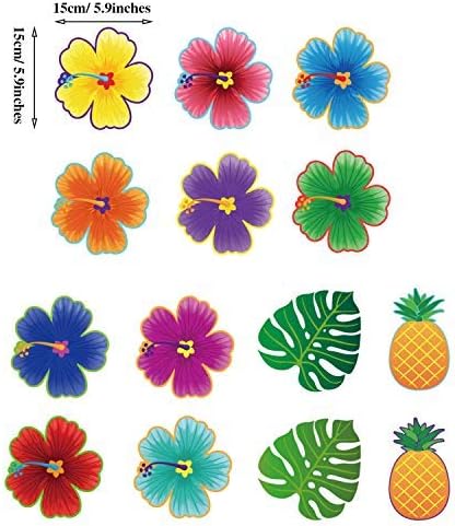 30-Piece Hawaiian Luau Party Hanging Swirls – Tropical Hibiscus Flower Foil Ceiling Decorations for Summer Tiki, Beach, and Cocktail Party Decor
