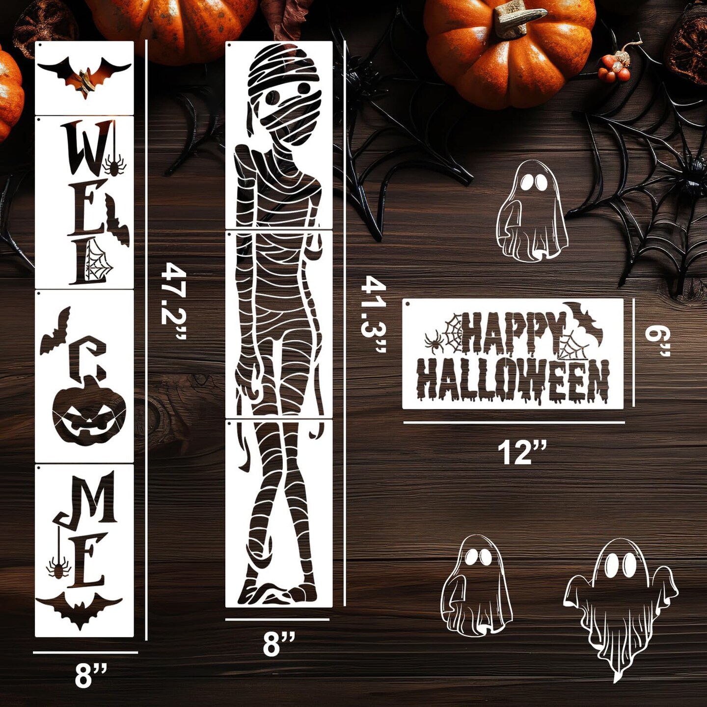 Halloween Stencils - Skeleton, Welcome Stencil, Boo, Trick or Treat