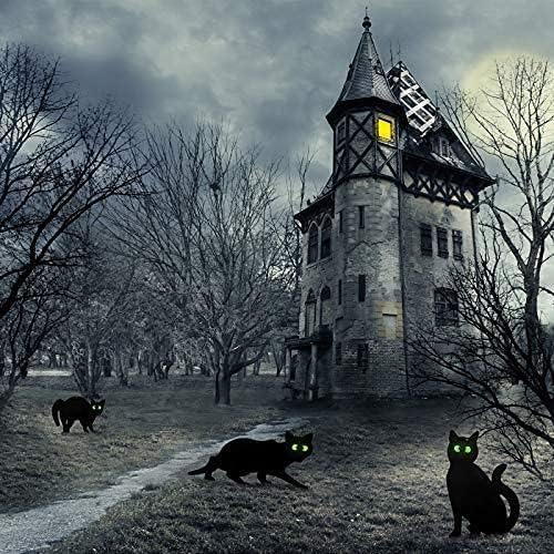 3 Pack Halloween Metal Black Cats with Reflective Eyes