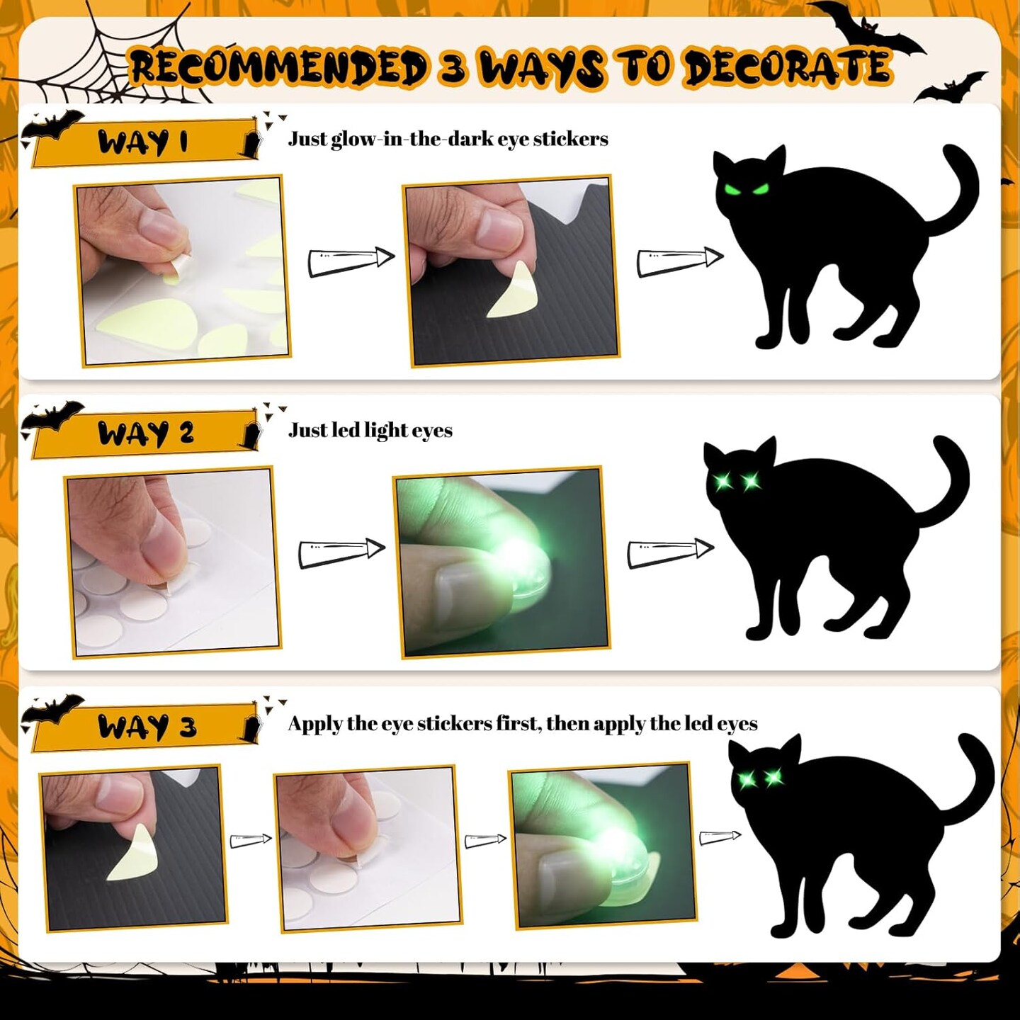 6Pack Black Cat Halloween Decor Yard Signs, Scary Cat Silhouette