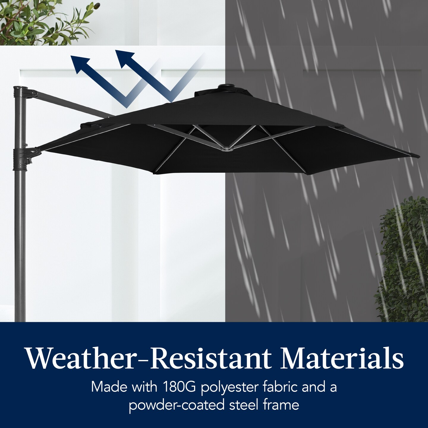 Best Choice Products 10ft 360° Rotating Cantilever Easy Auto Open Patio Umbrella w/ Solar LED Lights
