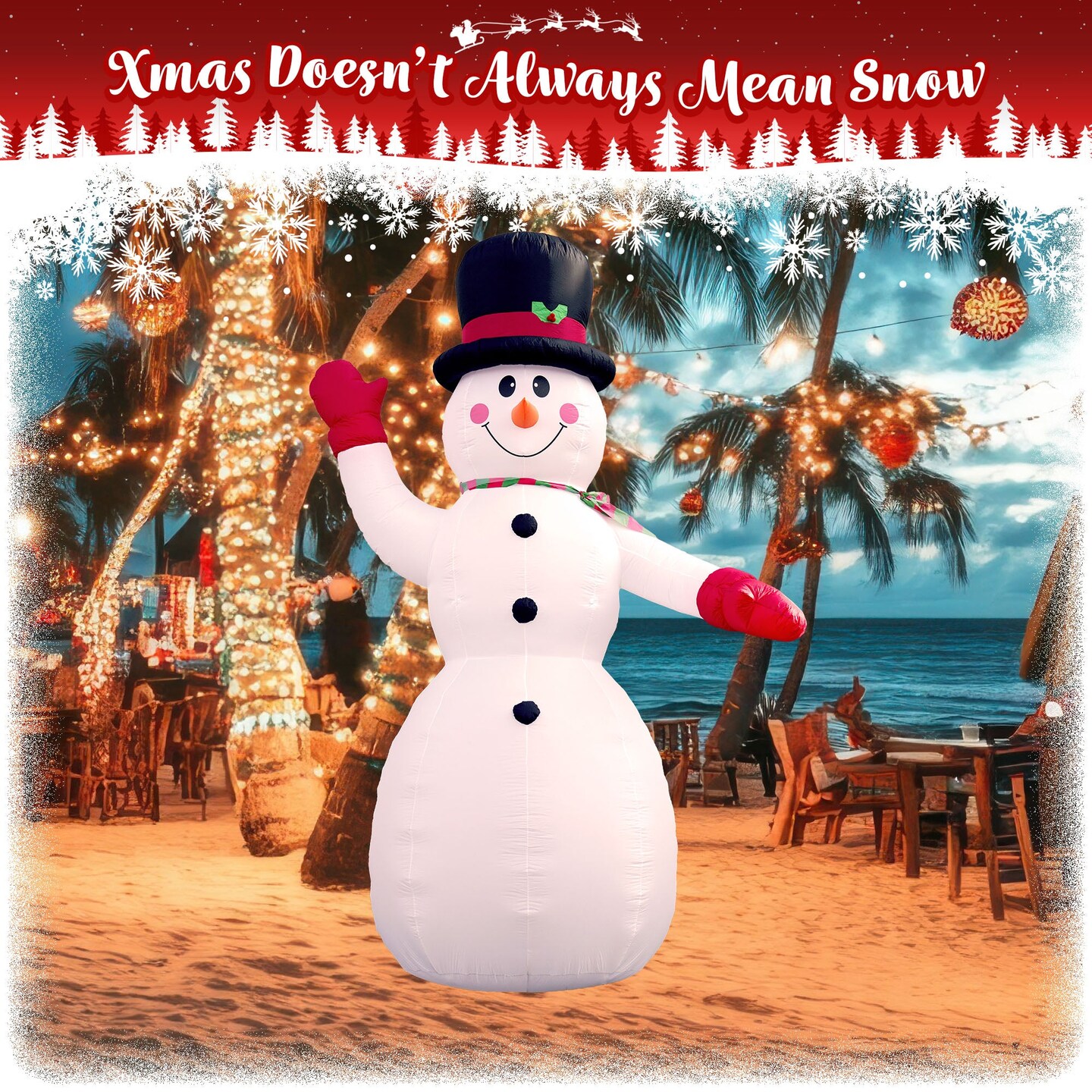 G128 14.76 ft H Snowman Christmas Inflatable Decor with LED Lights, Christmas Outdoor Holiday Yard Decoration, Fast Inflate, Weather-Resistant, Outdoor Use