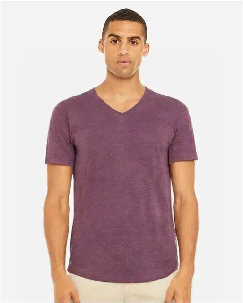 BELLA + CANVAS Premium Unisex Triblend V Neck Tee with Airlume Cotton and Sustainable Retail Fit