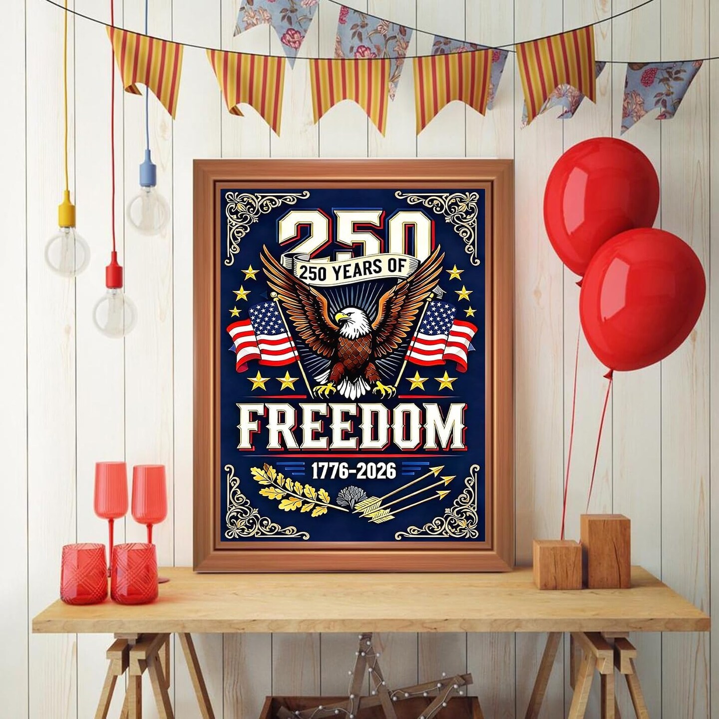 Independence Day 5D Diamond Painting Kit for Adults 12x16 Inch Full Drill July 4th DIY Gem Art Patriotic Wall Decor Craft Set
