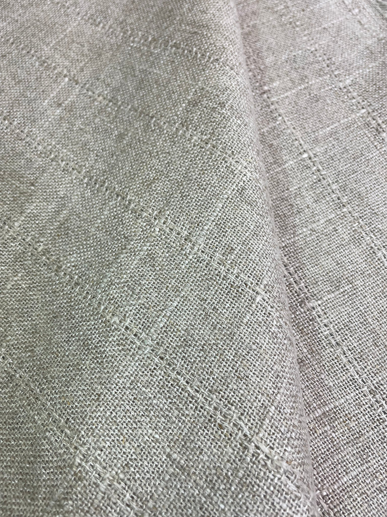 1 Yard Natural Italian Pure Linen Stitch Stripe Jacquard Fabric 60" Width