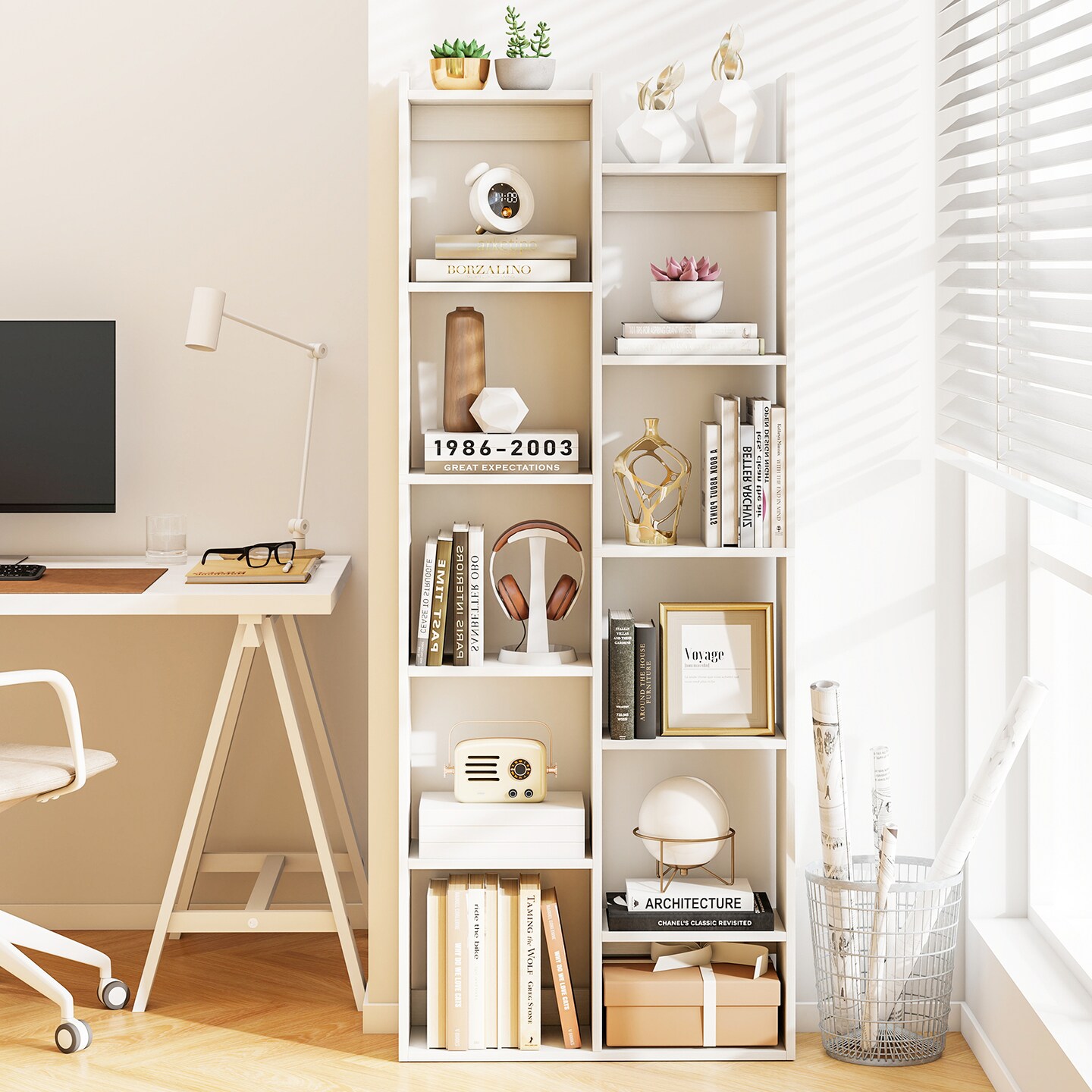 11-Tier Modern Bookcase with Anti-Tipping Kits and Open Storage Shelves