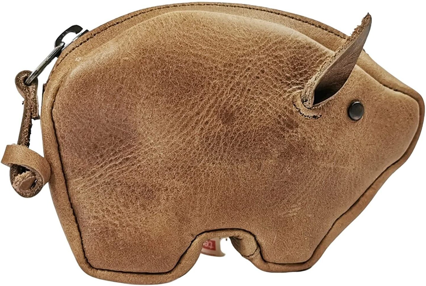 ELW Pig Coin Purse, Genuine Handmade Full Grain Leather Women and