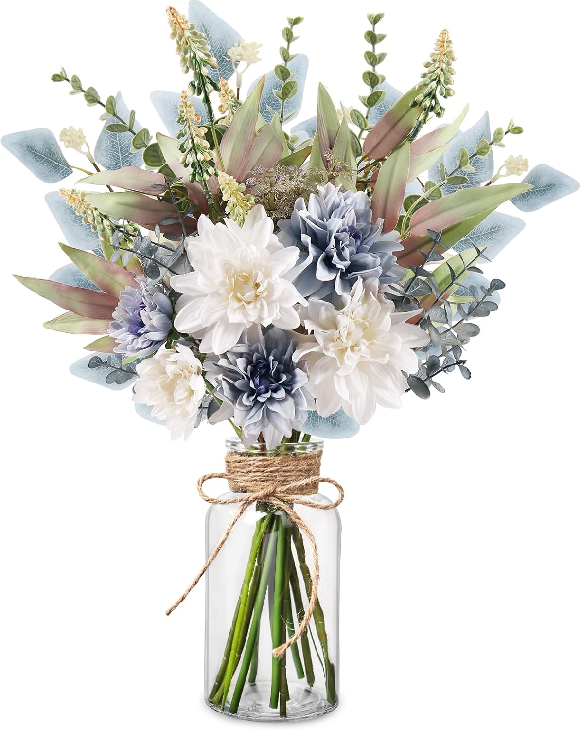 Artificial Flowers in Vase – Faux Silk Flower Arrangement for Table & Home Decor