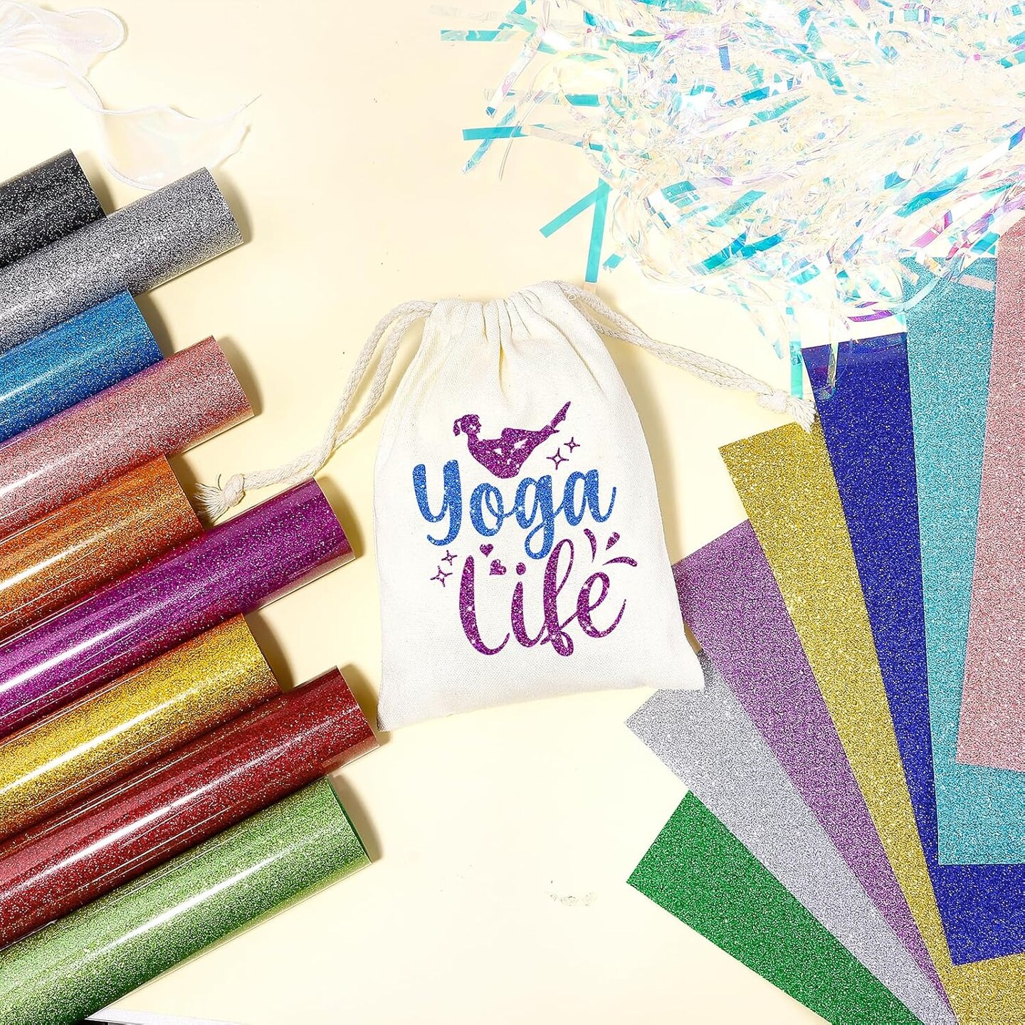 Glitter HTV Heat Transfer Vinyl - 16 Sheets 10 inches x 12 inches