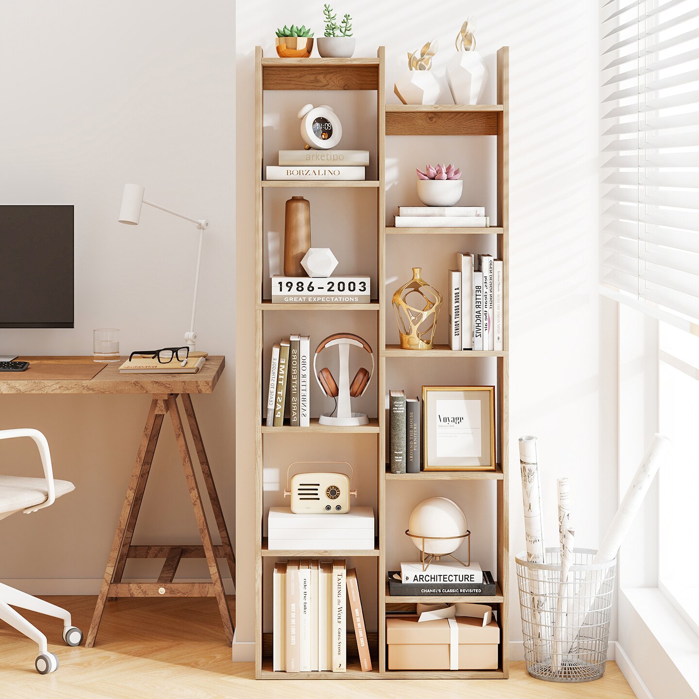 11-Tier Modern Bookcase with Anti-Tipping Kits and Open Storage Shelves