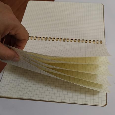 Spiral Notebook A5/Softcover Spiral Journal, Square Grid Pages, 50 Sheets (100 Pages), 8.45" x 5.8", Brown, 20 Pack
