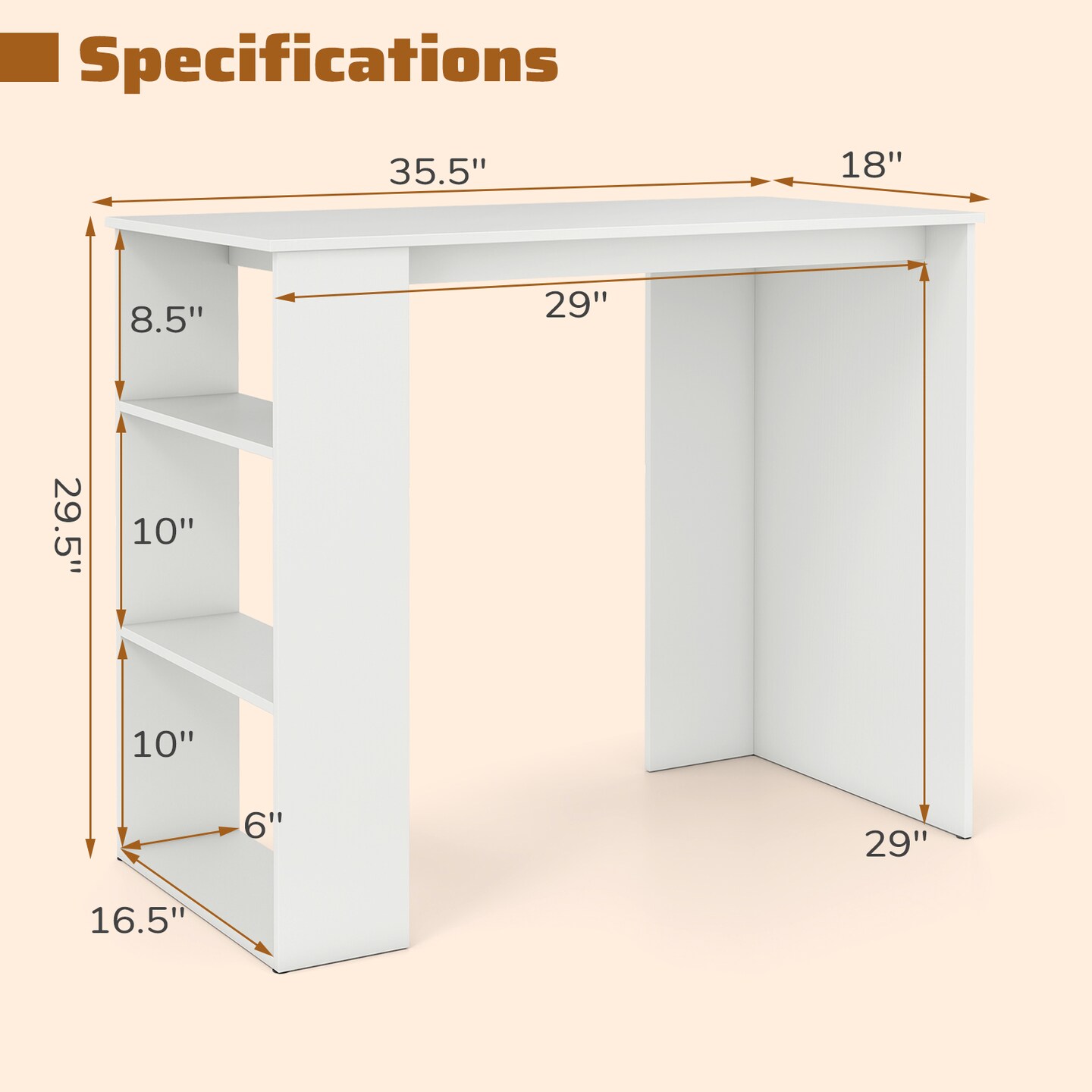 Space-Saving Computer Desk with Side Bookshelf for Small Rooms and Offices
