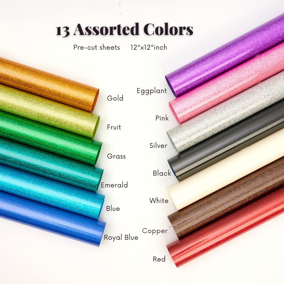 Glitter HTV Heat Transfer Vinyl 12&#x22;x12&#x22; Bundle 13 Sheets