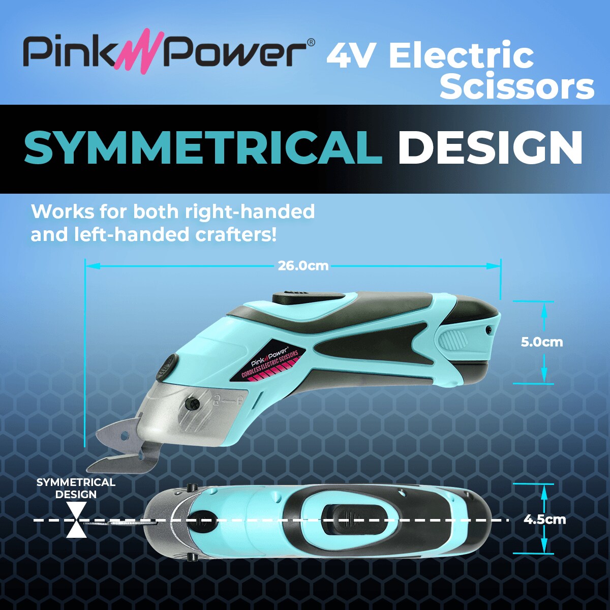 Pink Power Electric Fabric Scissors Box Cutter for Crafts, Sewing, Cardboard, Carpet, &#x26; Scrapbooking - Heavy Duty Professional Shears Cutting Tool - Aqua Splash Automatic Cordless Electric Scissors
