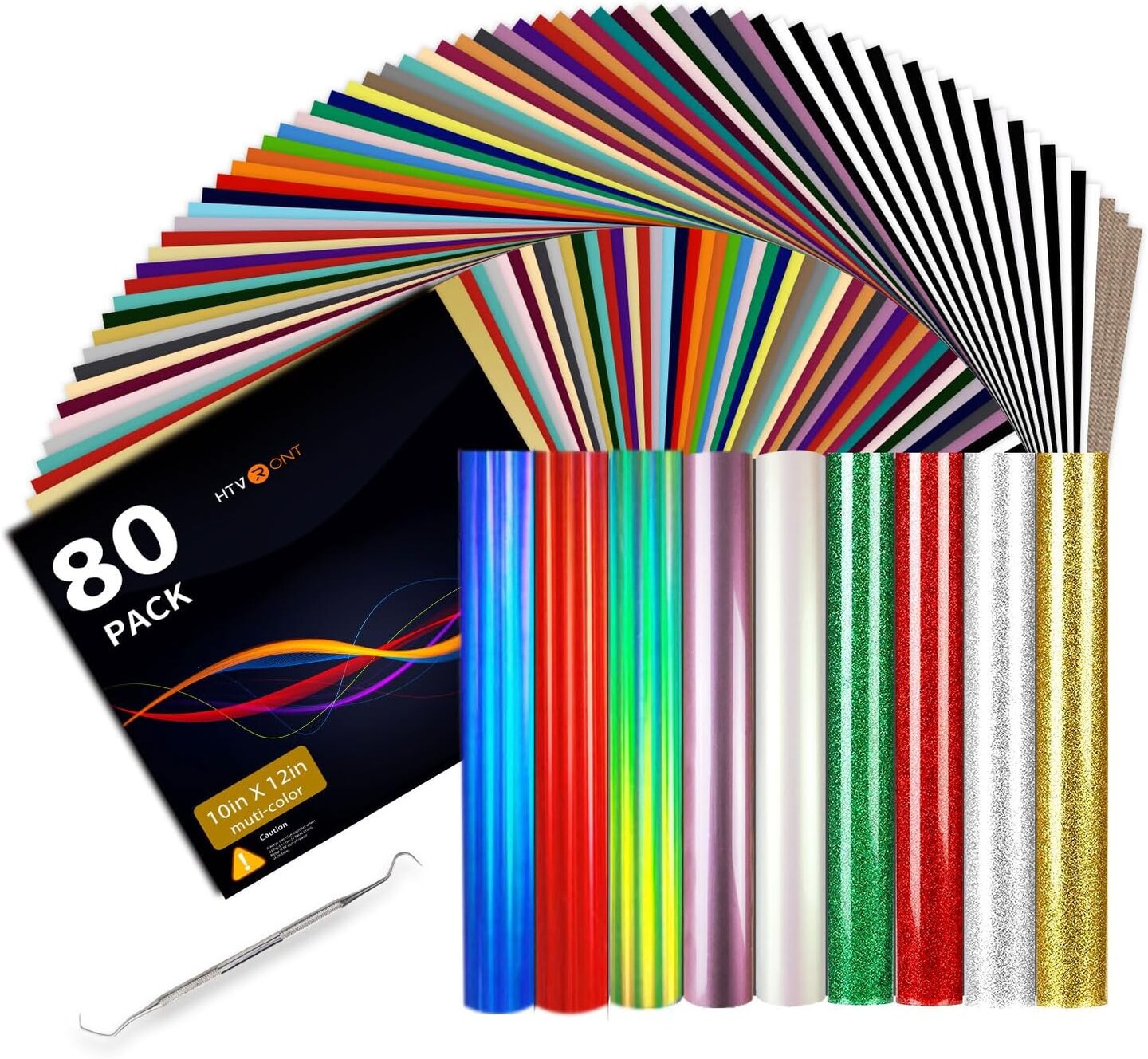 HTV Heat Transfer Vinyl Bundle: 80 Pack 12" x 10" (Multicolored)