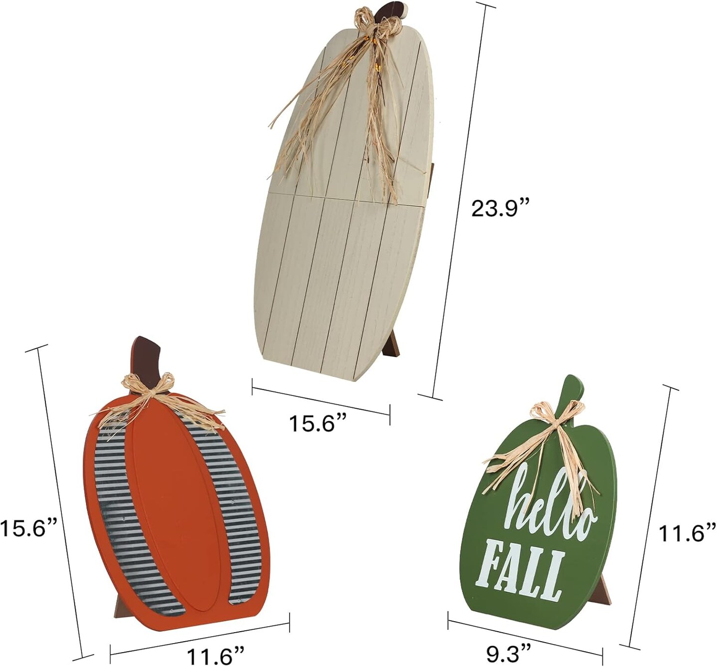3 Pack 24&#x22; Pumpkin Wood Porch Standing Decor