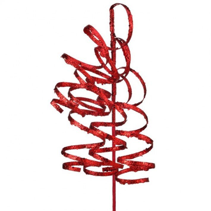 26&#x22; Glitter Curly Spray: Red