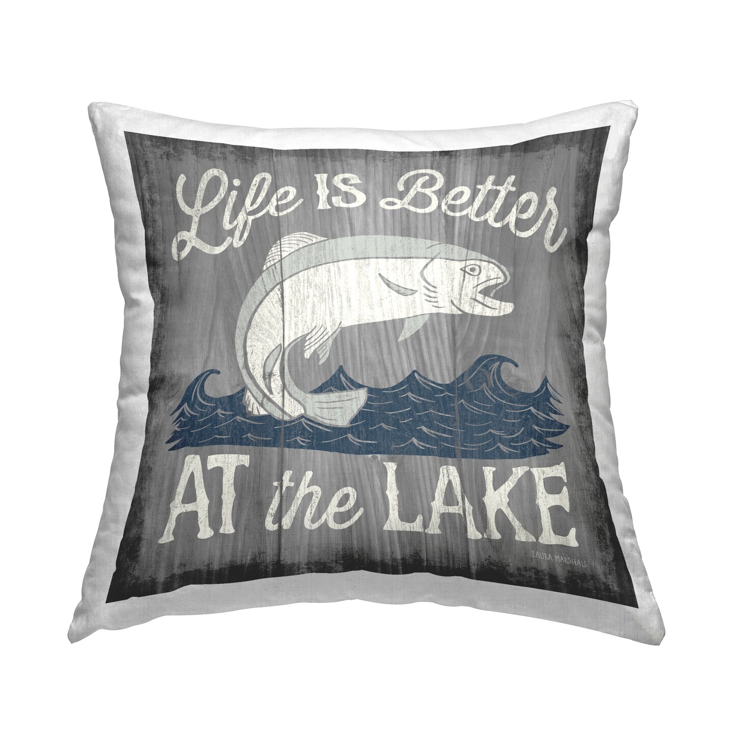 Stupell Industries Life Better At Lake Phrase Indoor Pillow, 18 x 7 x 18