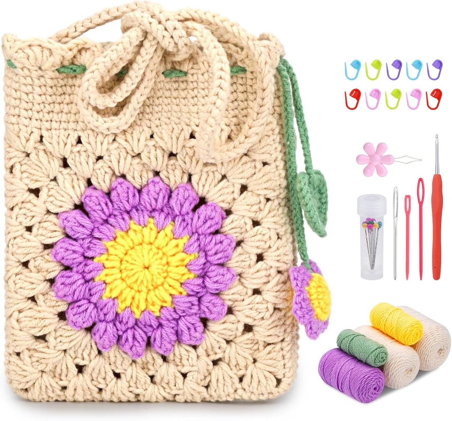 Crochet Kit for Beginners Phone Bag Beginners Crochet Kit, Crochet Craft Starters Kits for Adults with Easy Step-by-Step Video Tutorials