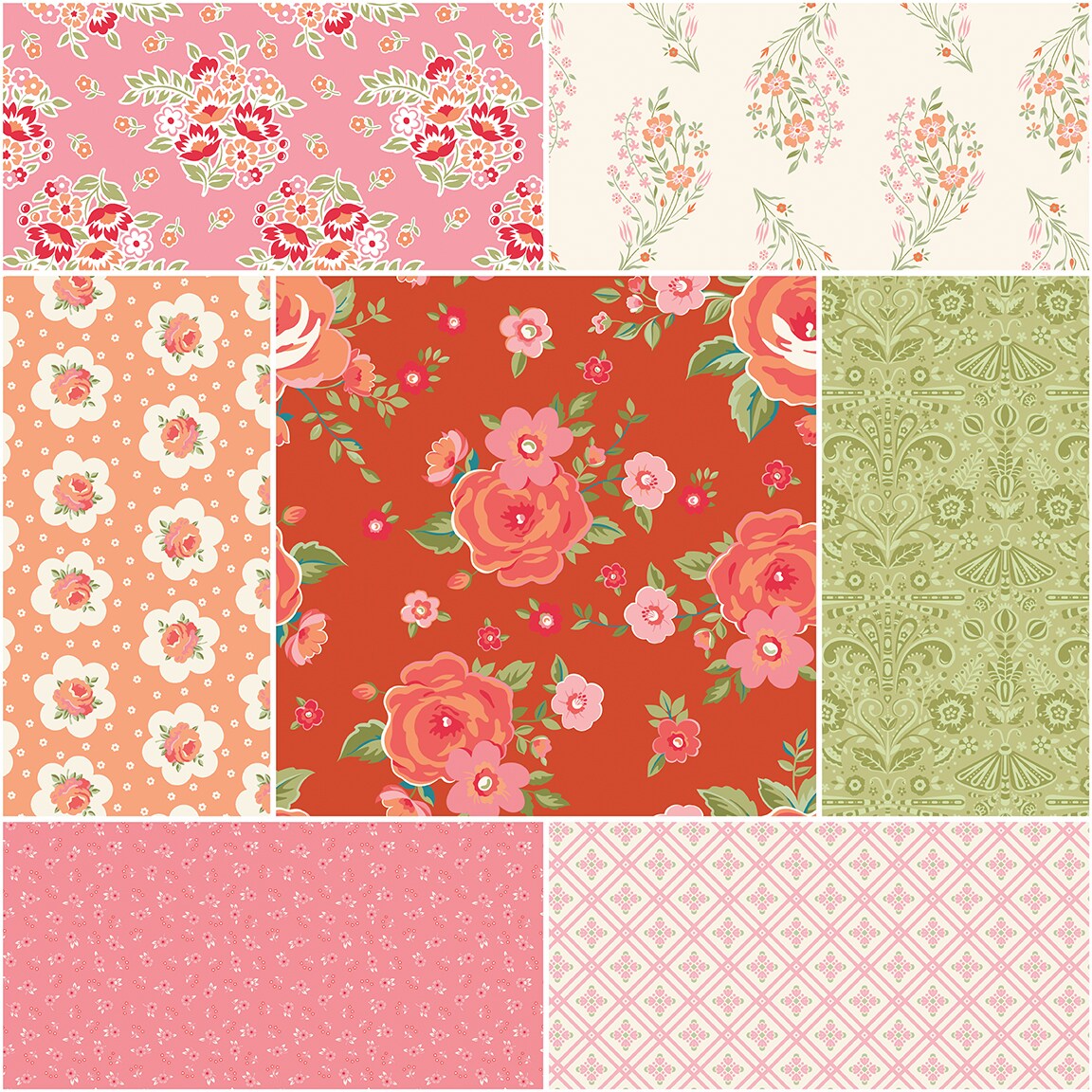 Peach Cobbler 5" Square Pack (Charm Pack / 5" Stacker) by Riley Blake (5-17420-42)