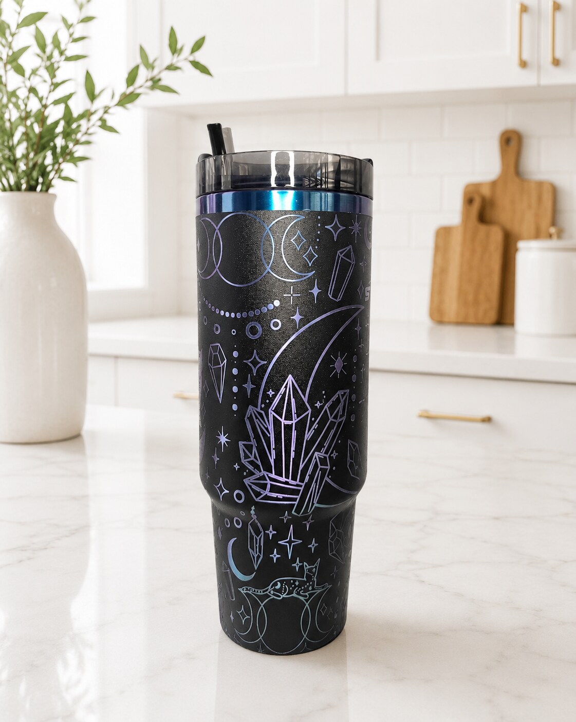 Authentic Stanley Black Chroma 40oz Quencher | Celestial Crystal